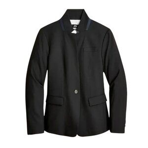 NWT JCrew Regent Blazer Jacket Womens 4 Black Wool Flannel B0323 Long Sleeve NEW